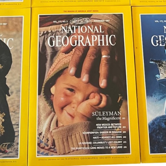 1987 (July-Dec) NATIONAL GEOGRAPHIC 6 Magazines With Faux Leather Slip Cover - Picture 8 of 13